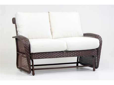 South Sea Rattan Martinique Wicker Spice Island Double Glider Outdoor Loveseat