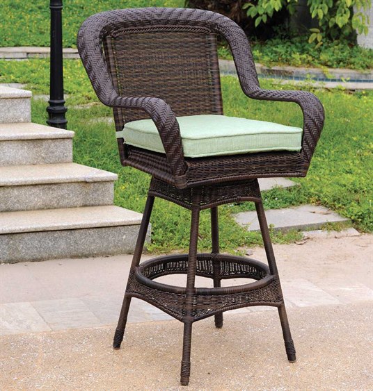 South Sea Rattan Key West Wicker Swivel Outdoor Bar Stool