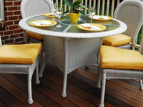 South Sea Rattan Key West Wicker Round Glass Top Dining Table