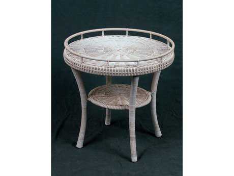 South Sea Rattan Napa Wicker Shell 22''Wide Round End Table