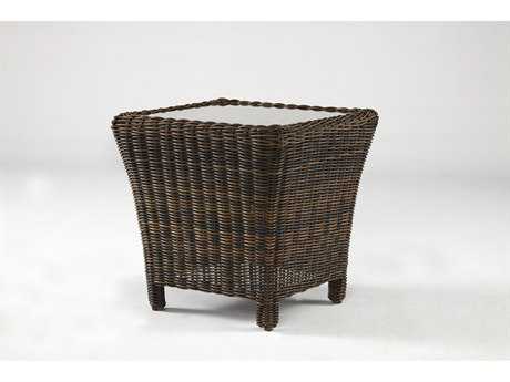 South Sea Rattan Del Ray Wicker Chestnut  24'' Square Glass End Table