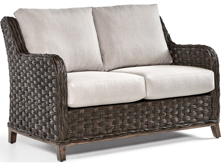 South Sea Rattan Grand Isle Quick Ship Wicker Cushion Loveseat