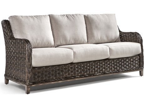 South Sea Rattan Grand Isle Quick Ship Wicker Cushion Sofa