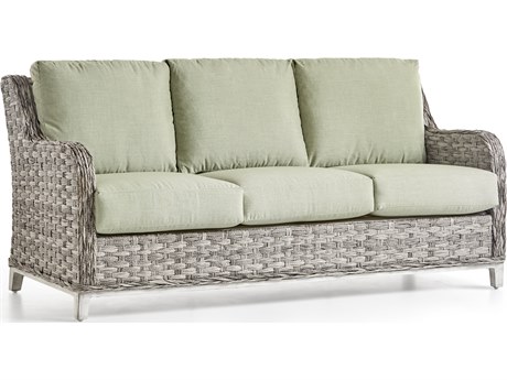 South Sea Rattan Grand Isle Quick Ship Wicker Cushion Sofa