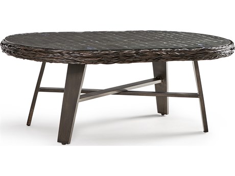 South Sea Rattan Grand Isle Quick Ship Wrought Aluminum Round Coffee Table