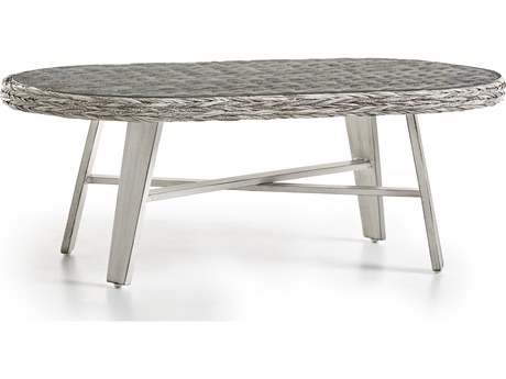 South Sea Rattan Grand Isle Quick Ship Wicker Oval Coffee Table