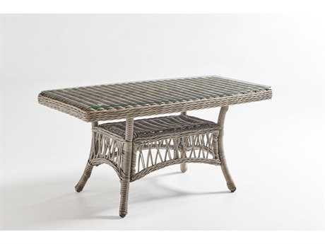 South Sea Rattan Westbay Wicker Slate 42''W x 24''D Rectangular Glass Top Coffee Table