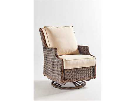 South Sea Rattan Barrington Wicker Chestnut Swivel Glider Lounge Chair