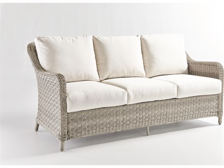 South Sea Rattan Mayfair Quick Ship Wicker Cushion Sofa