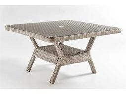 South Sea Rattan Mayfair Wicker Pebble 48'' Square Glass Top Dining Chat Table