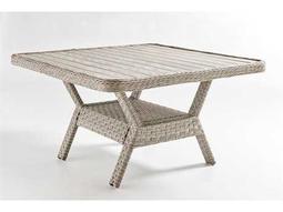 South Sea Rattan Mayfair Wicker Pebble 48'' Square Poly Top Dining Chat Table