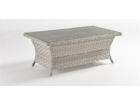 South Sea Rattan Mayfair Quick Ship Wrought Aluminum Rectangular Coffee Table