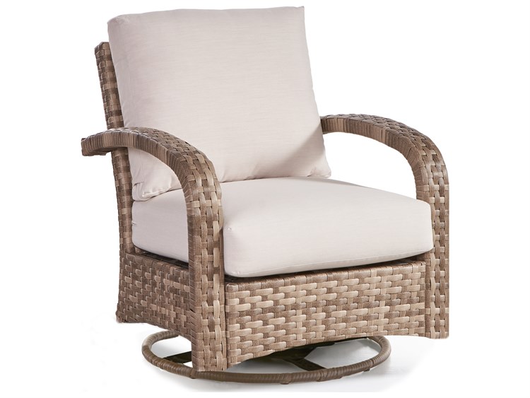 South Sea Rattan Driftwood Bay Wicker Warm/Neutral Swivel Glider Outdoor Patio Lounge Chair