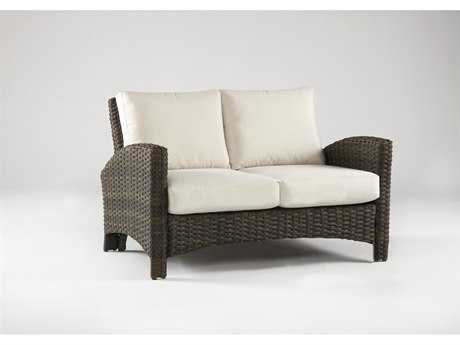 South Sea Rattan Panama Wicker Charcoal Brown Outdoor Loveseat