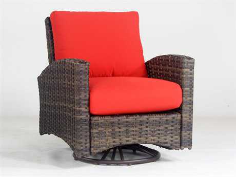 South Sea Rattan Panama Wicker Charcoal Brown Swivel Glider Outdoor Patio Lounge Chair