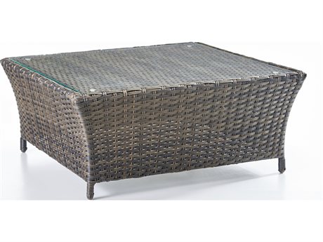 South Sea Rattan Panama Wicker Square Poly Top Chat Table