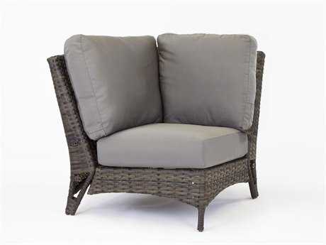 South Sea Rattan Panama Wicker Charcoal Brown Corner Patio Lounge Chair