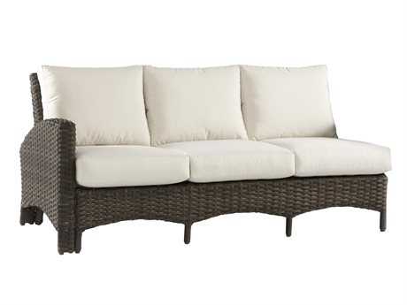 South Sea Rattan Panama Wicker Charcoal Brown Left Arm Outdoor Patio Sofa