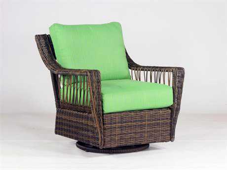 South Sea Rattan Saint John Wicker Cappuccino Swivel Glider Patio Lounge Chair