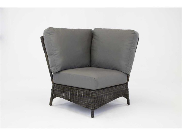 South Sea Rattan Saint John Wicker Cappuccino Corner Outdoor Lounge Chair
