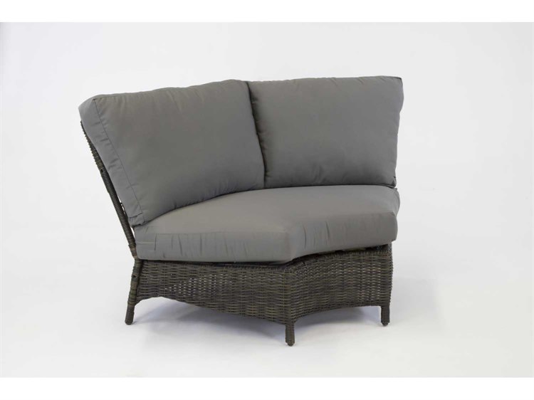 South Sea Rattan Saint John Wicker Cappuccino Wedge Corner Outdoor Patio Lounge Chair