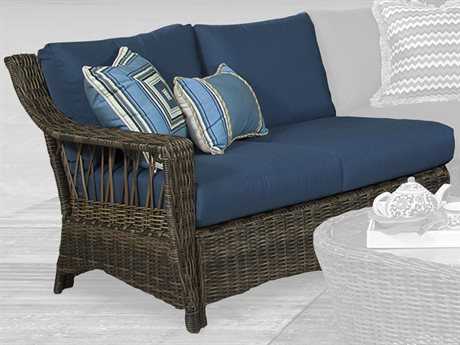 South Sea Rattan Saint John Wicker Cappuccino Left Arm Outdoor Patio Loveseat