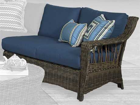 South Sea Rattan Saint John Wicker Cappuccino Right Arm Patio Loveseat