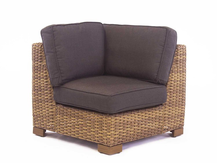 South Sea Rattan Java Wicker Honey Corner Patio Lounge Chair