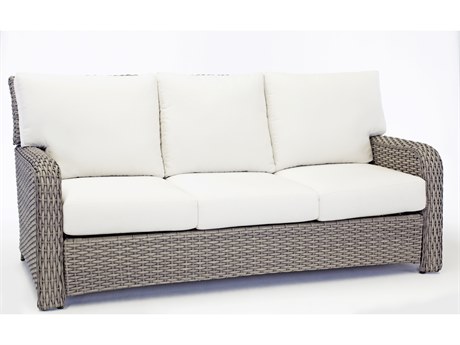 South Sea Rattan St Tropez Quick Ship Wicker Cushion Sofa