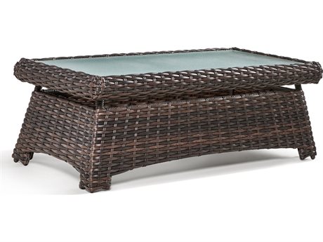 South Sea Rattan Saint Tropez Wicker 47''W x 23''D Rectangular Glass Top Coffee Table