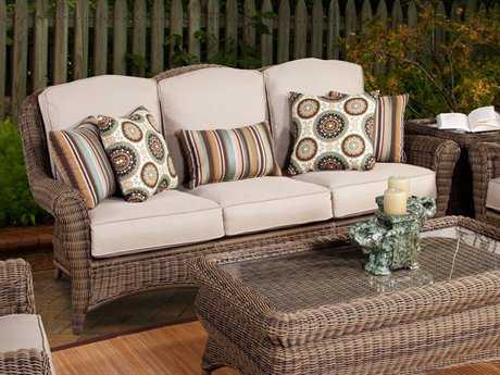 South Sea Rattan Provence Wicker Grey Patina Outdoor Patio Sofa