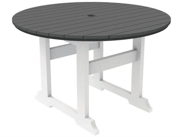 Seaside Casual Salem Rounds Recycled Plastic 48'' Round Dining Table with Umbrella Hole