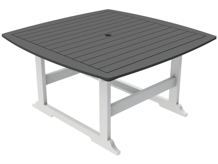 Seaside Casual Portsmouth Recycled Plastic 56'' Square Dining Table with Umbrella Hole