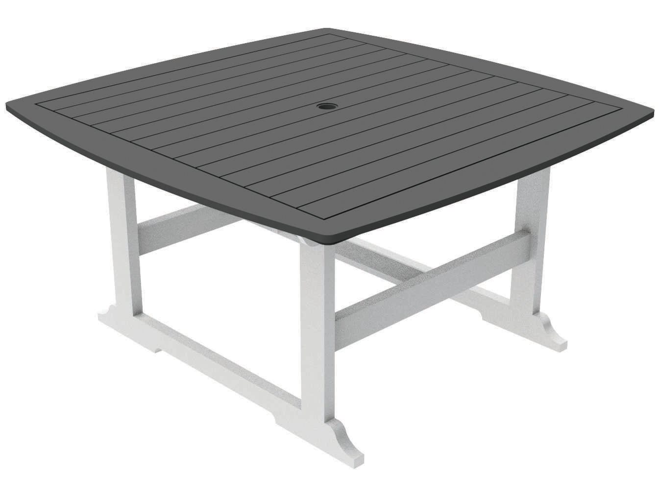 Seaside Casual Portsmouth Recycled Plastic 56 Wide Square Dining Table With Umbrella Hole Ssc046 - Plastic Patio Dining Table With Umbrella Hole