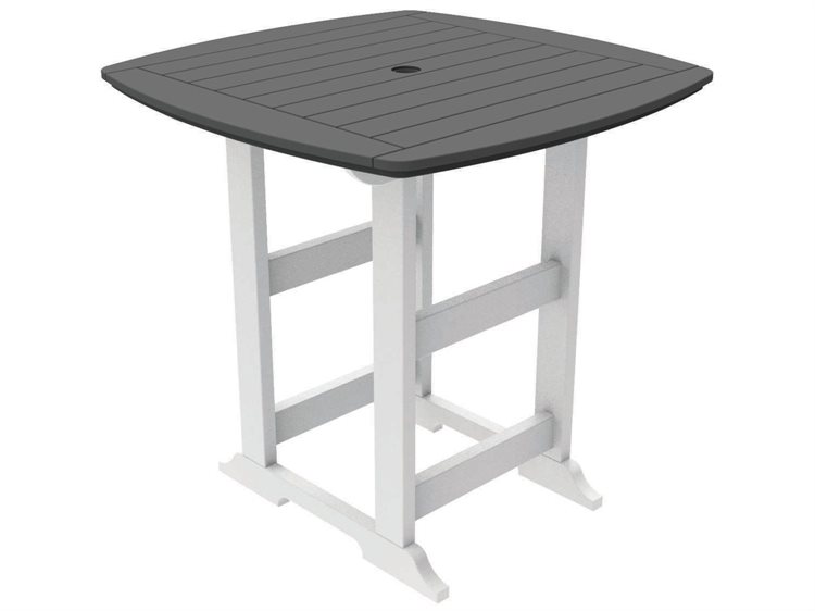Seaside Casual Portsmouth Recycled Plastic 42'' Square Bar Table with Umbrella Hole