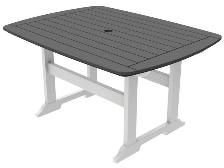 Seaside Casual Portsmouth Recycled Plastic 56''W x 42''D Rectangular Dining Table with Umbrella Hole