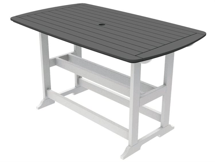 Seaside Casual Portsmouth Recycled Plastic 72''W x 42''D Rectangular Bar Table with Umbrella Hole