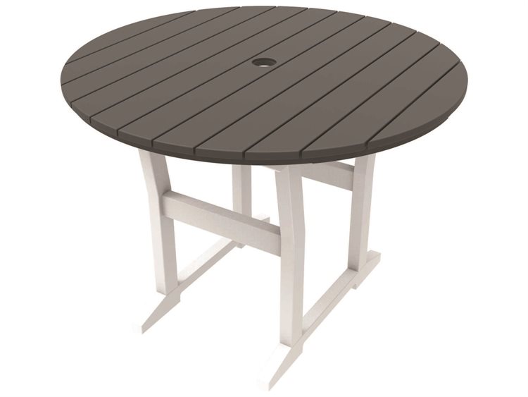 Seaside Casual Coastline Recycled, Round Plastic Table With Umbrella Hole