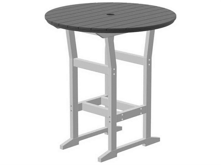 Seaside Casual Coastline Recycled Plastic Cafe Fusion 40'' Round Bar Table with Umbrella Hole