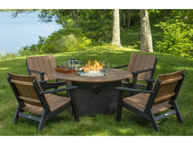 Seaside Casual Mad Recycled Plastic Fire Pit Outdoor Lounge Set