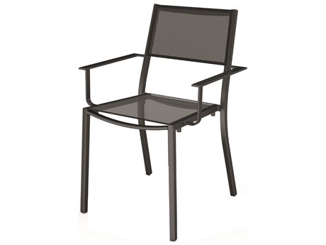 Seaside Casual Via Aluminum Impression Stackable Dining Arm Chair with Sling