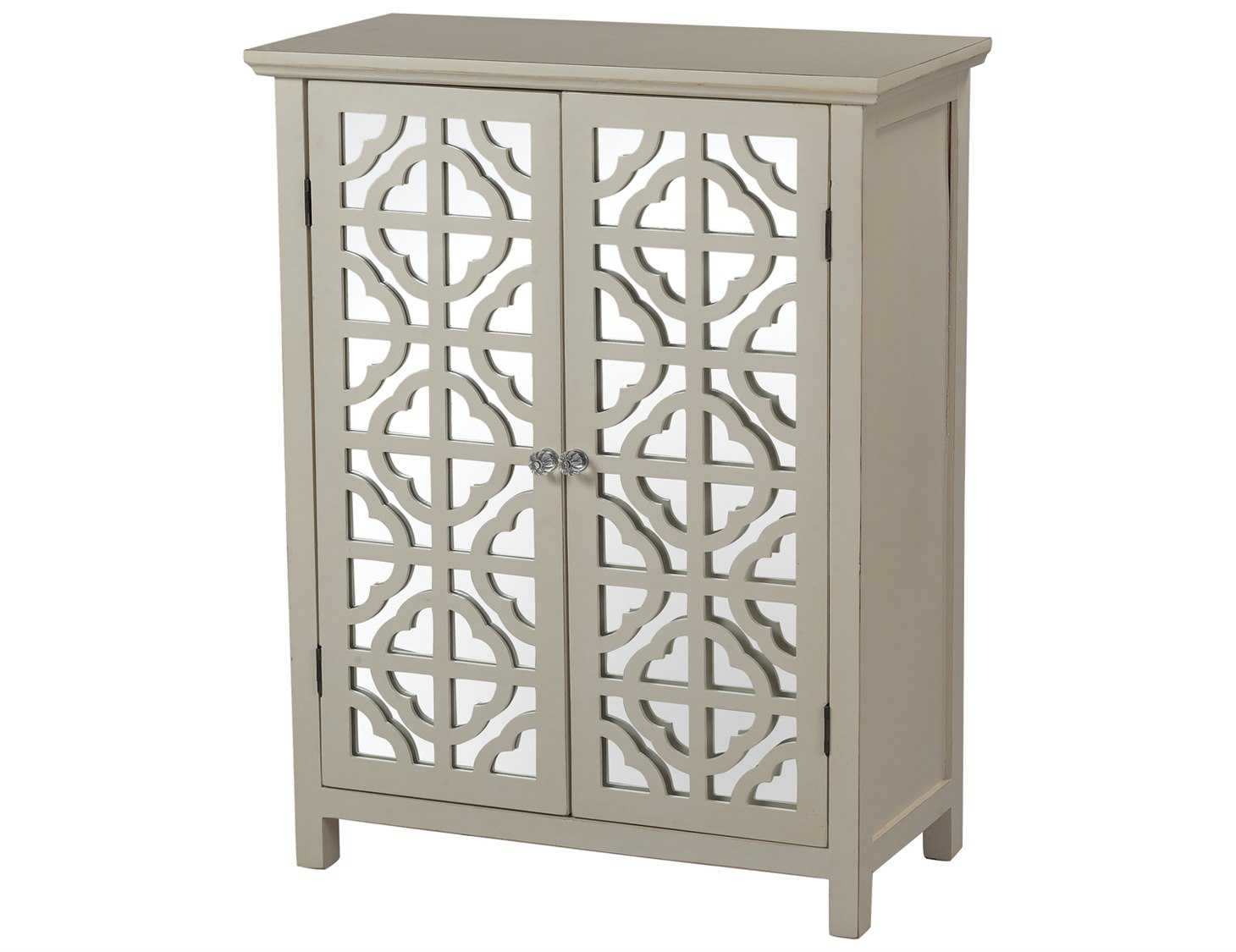 Sterling Vivienne Mirrored Off White Accent Cabinet | 137-005