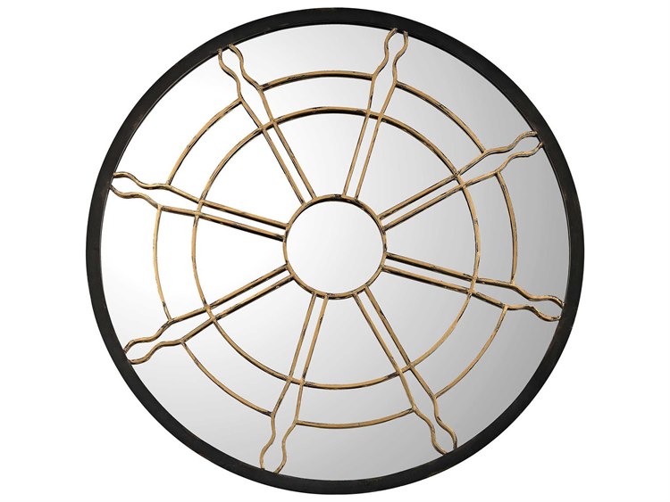 Sterling Nautical Window Black Gold 36 Wide Round Wall Mirror Sterling Nautical Window Black Gold 36 Wide Round Wall Mirror St35110195