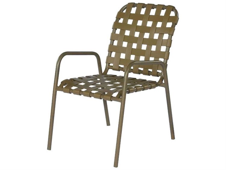 Suncoast Sanibel Cross Strap Cast Aluminum Stackable Dining Arm Chair