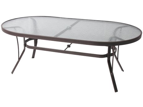 Suncoast Cast Aluminum Oval Glass Top Outdoor Patio Dining Table