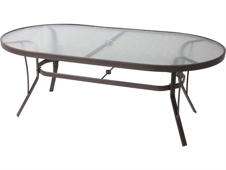 Suncoast Cast Aluminum 76'' x 42'' Oval Glass Top Dining Table