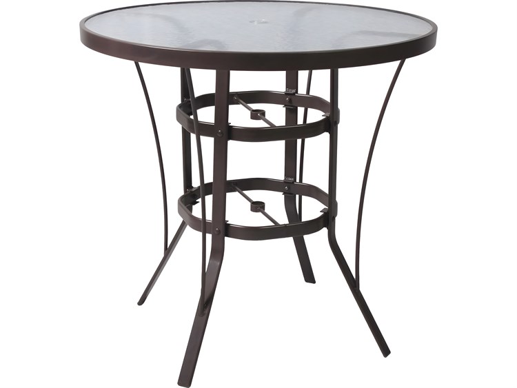 Suncoast Aluminum Round Glass Top Outdoor Bar Table