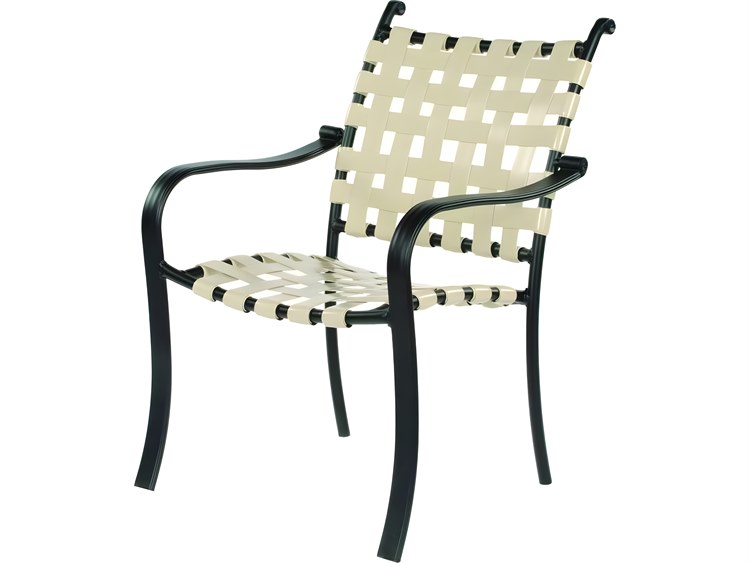 Suncoast Rosetta Strap Aluminum Stackable Outdoor Patio Dining Arm Chair