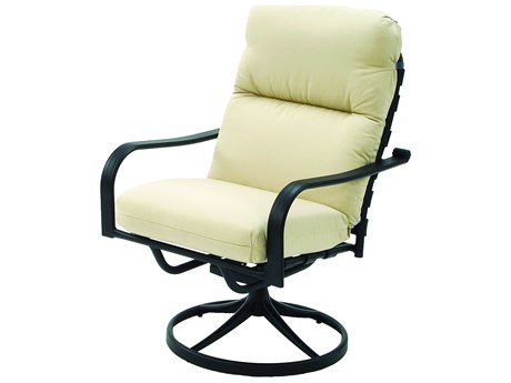Suncoast Rosetta Cushion Cast Aluminum Hi Back Swivel Rocker Dining Chair