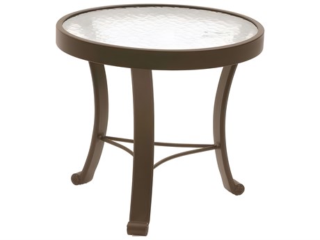 Suncoast Cast Aluminum Round Glass Top Patio End Table